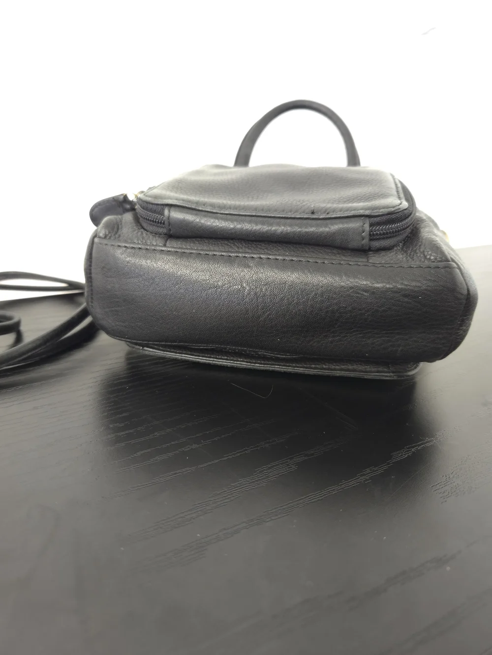 Fossil Classic Vintage Black Pebbled Leather Top-Handle Crossbody Bag Made USA